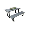 Furniture Long Table and Lounge Chair Anodized Aluminum Frame with Plastic Wooden in Dining Set
