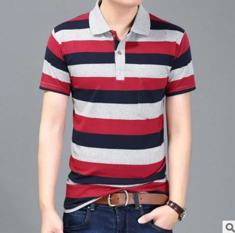 

2019 Hot sale mens cotton stripe polo shirt in american