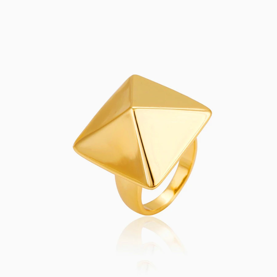 

14147 fashion simple pyramid shaped ring gold plated ring for women