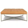 Metal Frame pull button leather tea table