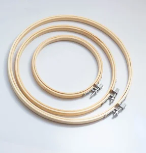 Image of natural mini bamboo embroidery hoops wooden cross stitch frame