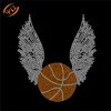 Wholesale Angel Wings with basketball hot-fix rhinestone heat transfers