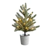 56cm Christmas decoration evergreen snowy birch pot tree artificial pine cone needle branch lights