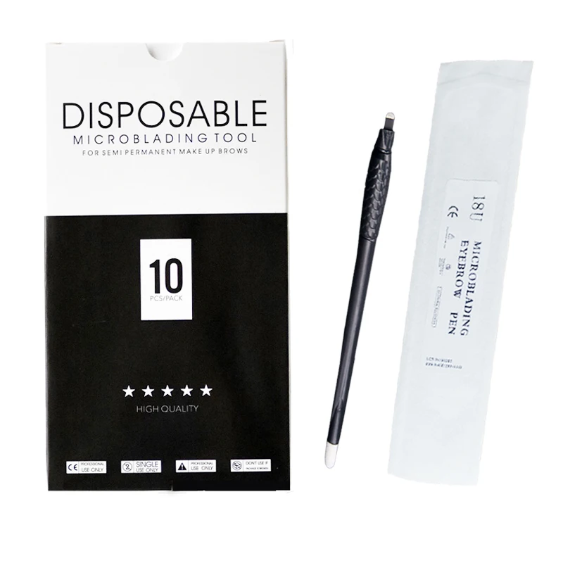 

10pcs/box Disposable Microblading Pen Eyebrow Manual Hand Tool for Permanent Makeup Microblading with box, Black/white