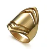 Business Lady Stainless Steel Full Gloss Double V Geometric Ring