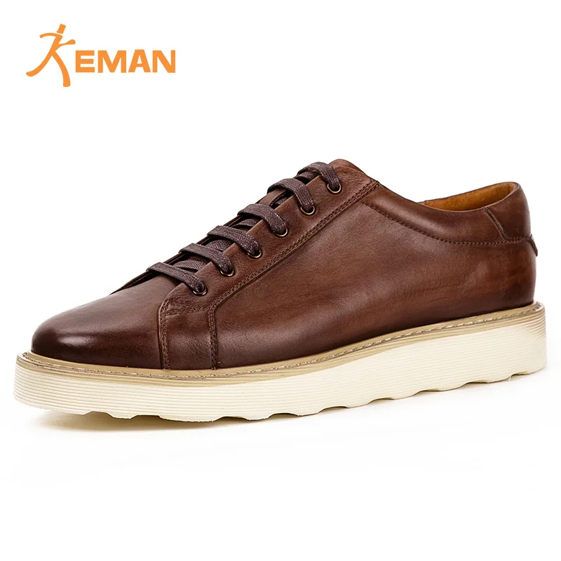 

New fashion lace up genuine leather casual men flat shoes, Any color