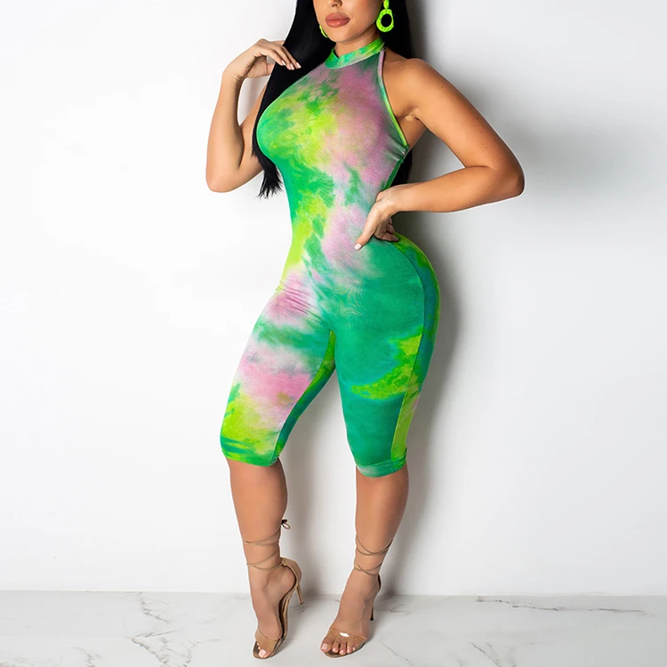 

Ladies Sexy Jumpsuit Open Back Sleeveless Fashion Women Clothing, Green purple