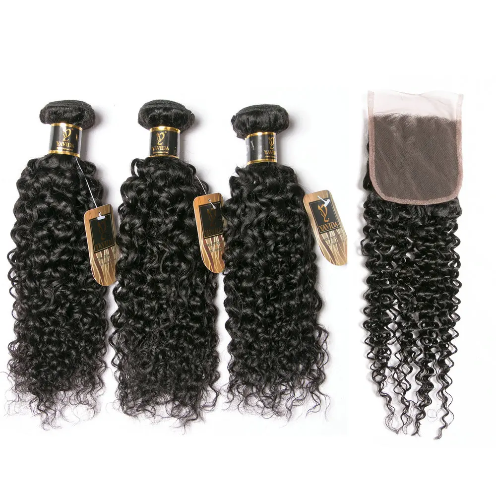 

Virgin Hair Unprocessed Top Quality Brazilian 3 Bundle Deals 10A Grade kinky Wave Virgin Human Hair With Lace Closure