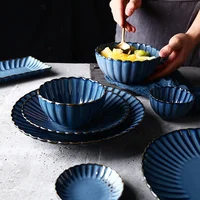 

Lekoch Nordic simple but elegant ceramic dinnerware set Fambe glaze retro chrysanthemum ceramic tableware plate household dish