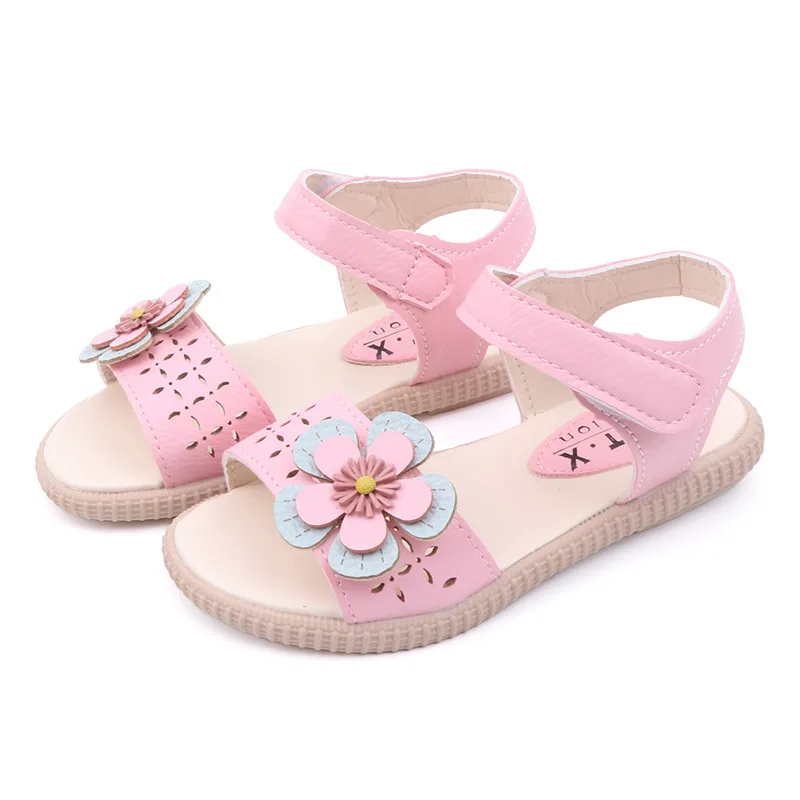 

New arrival beautiful flower princess children shoes girls sandals, White/beige/pink