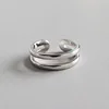 Tonglin simple fashion two parallel layers sterling silver double row open midi ring