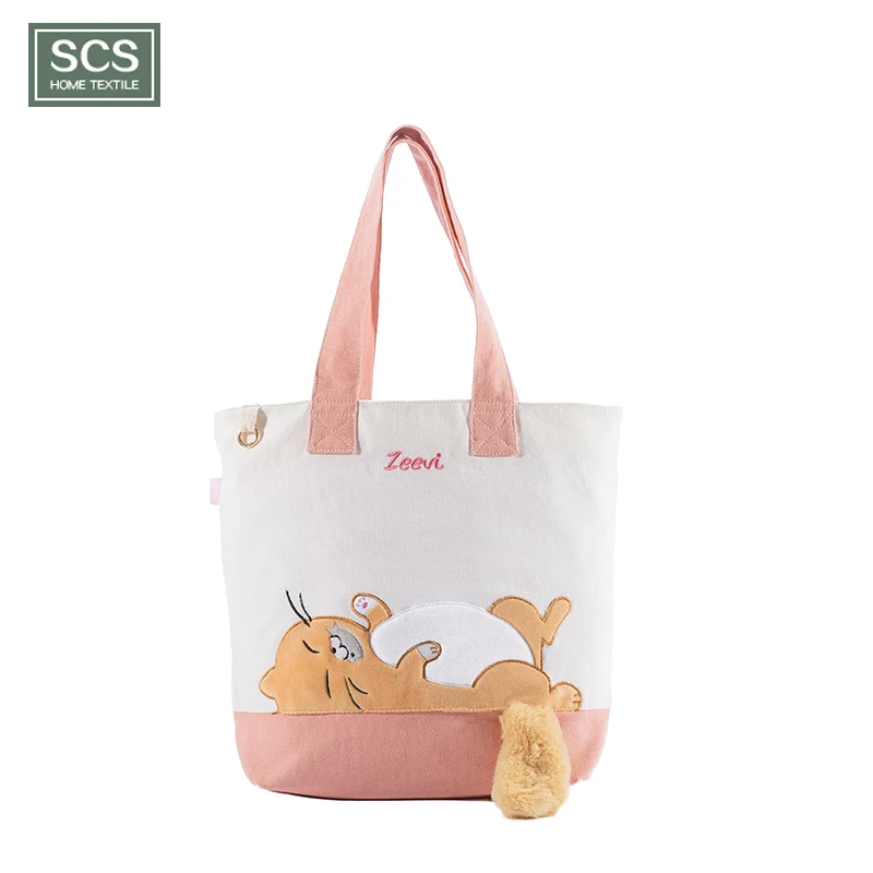 

Custom multiple colors lovely splicing canvas tote bag, Pink