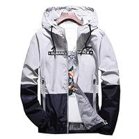 

New Spring Bomber Men Thin Hooded Jacket Casual Patchwork Slim Fit Young Men Boy Coat Student Windbreaker Jacket