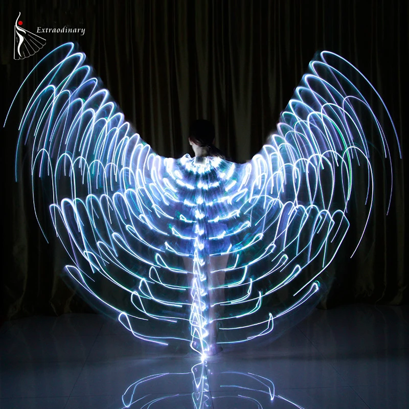 

Customization Economic 360 Degrees 160 Lights Colorful Adult Fairy Butterfly Belly Dance Led Isis Wings Dance Costume, White;yellow;green;rose red;red;purple;colorful