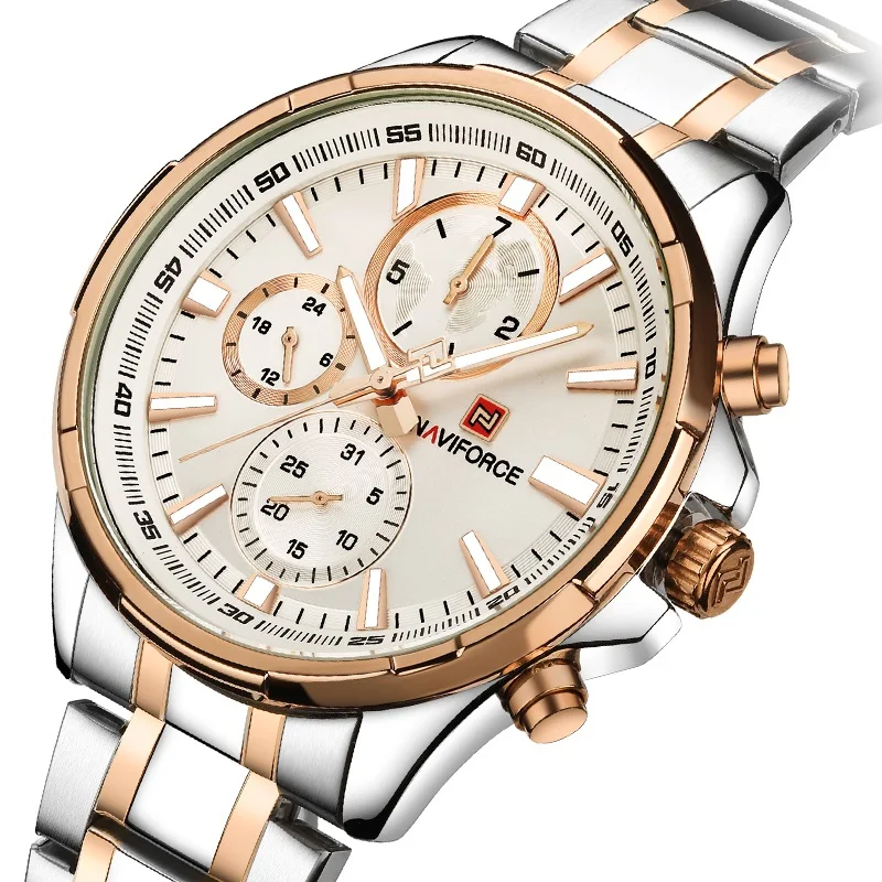 

NAVIFORCE Watch 9089 Luxury Full Steel Waterproof Wristwatches Casual Sport Chronograph Watches Men Wrist Relogio Masculino, 5 colors