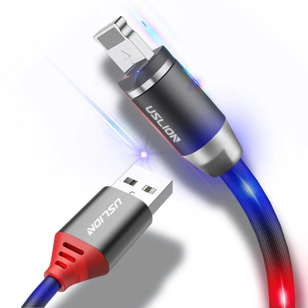 

USLION Fluorescence Light USB Cable For Type-C 360 Rotation Magnetic Mobile Phone Cable for Micro USB