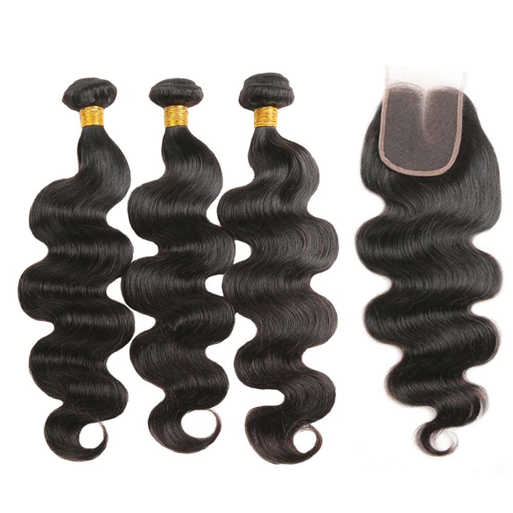 

Brazilian Body Wave Human Hair 8A Grade Human Bundles With Closure Raw Cuticle Align Virgin Hair Extension