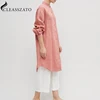 2019 Summer Ladies Blusas Chemise femininas Long Sleeve plus size Tops Womens Clothing 100%Linen long Blouses