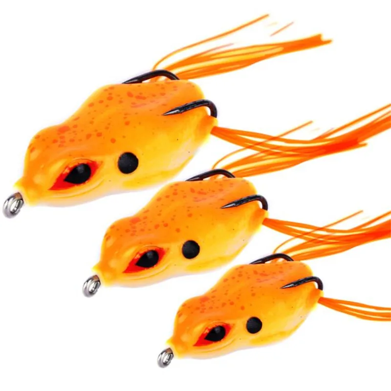 

Frog Lure Soft Topwater Fishing Crank Bait Lures Artificial Soft Bait Tube Bait with 2 Hooks for Predatory Fish, 5 colors