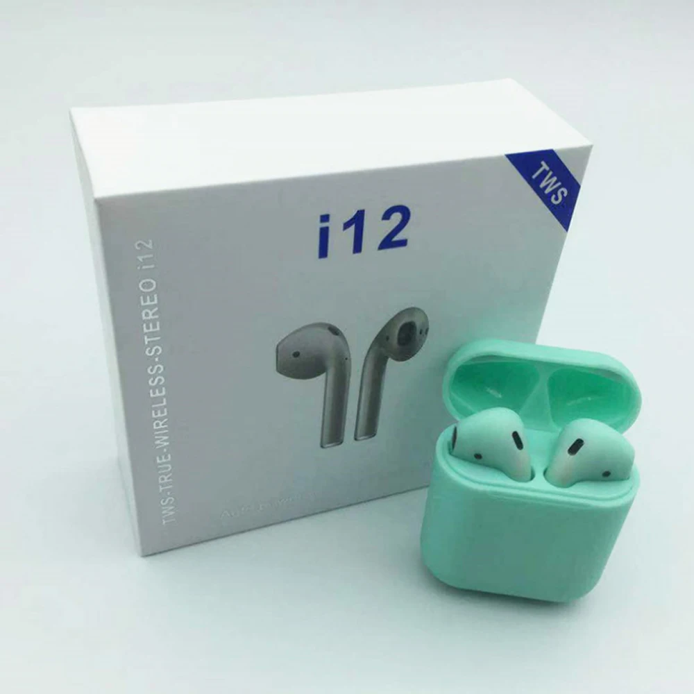 

New arrival color I12 earphone V5.0 sport earbuds bass TWS wireless earphone support Dual Calling headset with Touch Control
