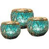 romantic sweetheart colorful glass mosaic wax bougie candle holder standing candlestick for dinner