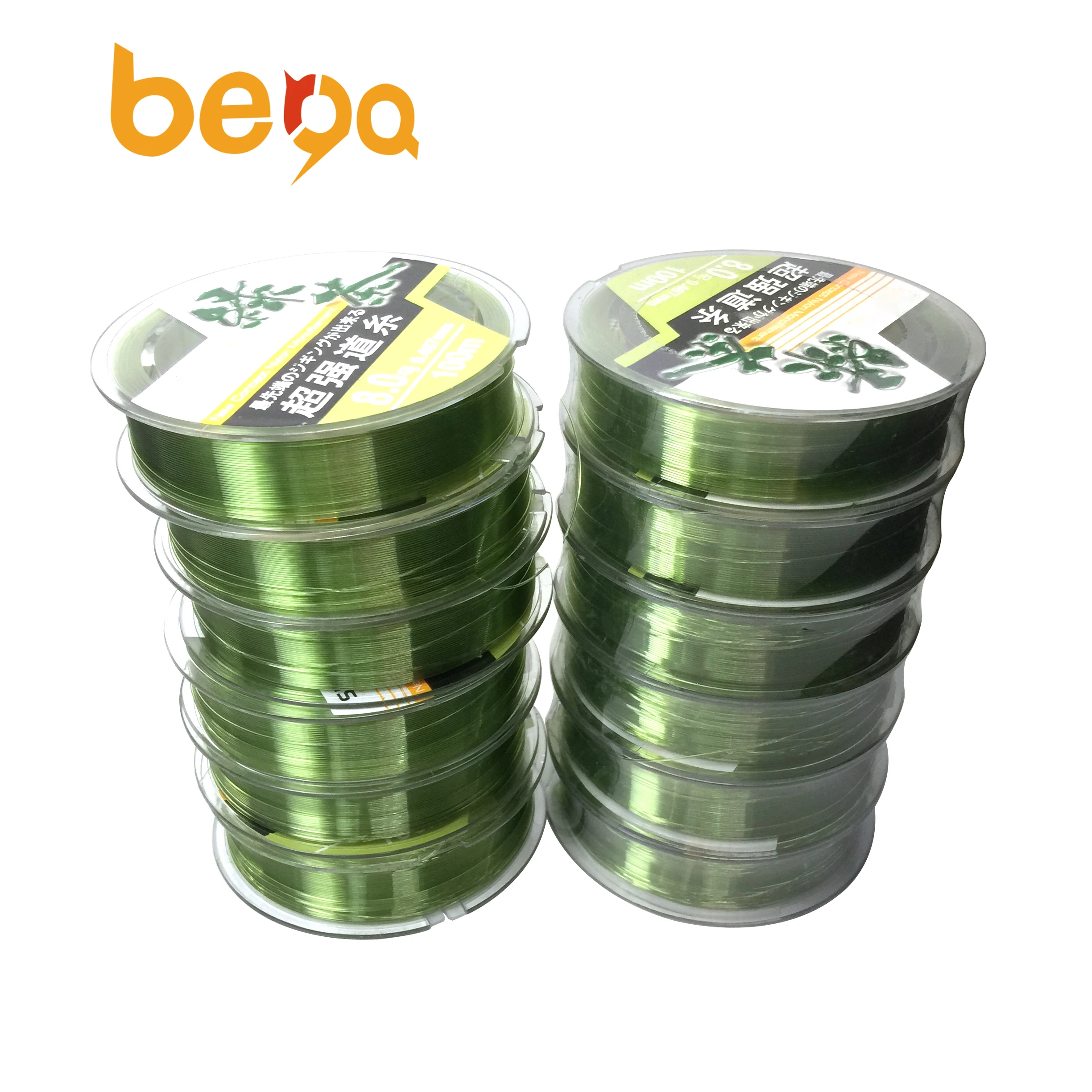 

100M/Roll Factory wholesale 500M/Rolls monofilament Super Strong Durable High-density Fiber Nylon Quality Fishing Line, Green ,customizable
