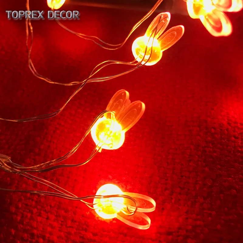 
Toprex new easter decor AA battery operated led copper wire light with bunny rabbit lamp 