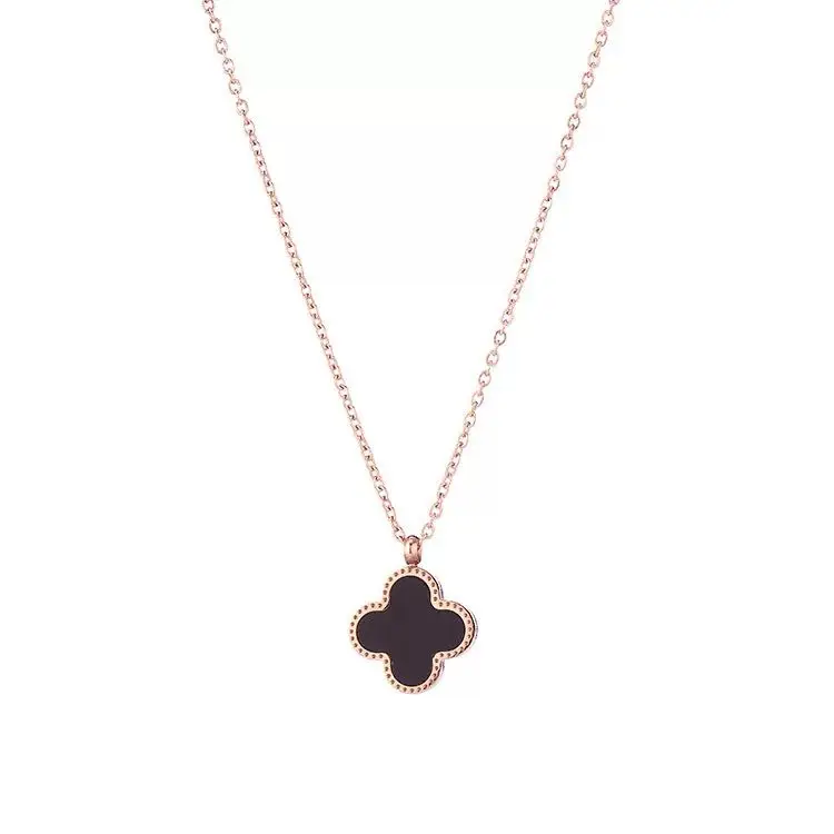 

Small MOQ Stainless Steel Four Leaf Mother Of Pearl Rose gold Pendant Clover Necklace