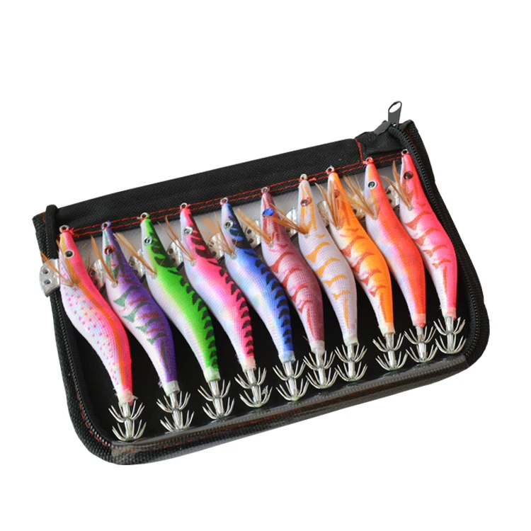 

New style luminous yamashita 10pcs/pack 3# 3.5# squid jig fishing lure egi bag squid jig bag egi, 10 different colors