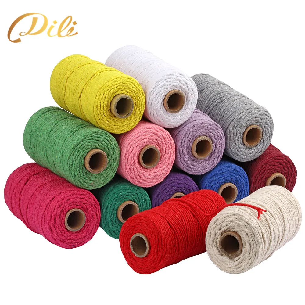 

Hot Sale 3mm Colorful Twisted Cotton Rope DIY Craft Cotton Cord Macrame Cotton Twine, Colors