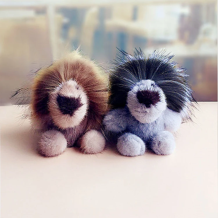 
Different color pendant charm lion shape real mink skin animal key chain 