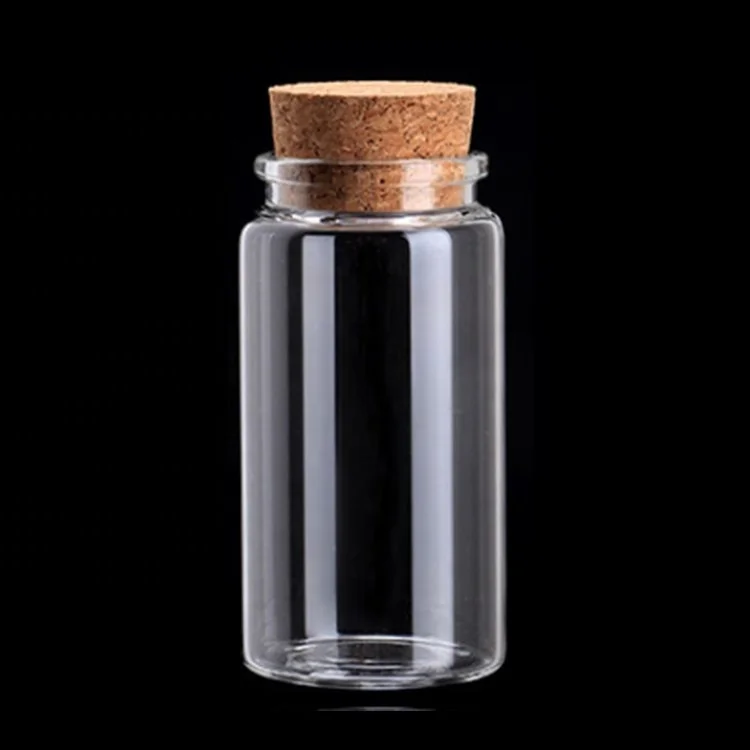 

Small Clear glass jar round with cork lid 90ml for candy