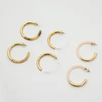 

FREE SAMPLE exaggerated transparent big C shape Resin Copper Splicing hoop earrings