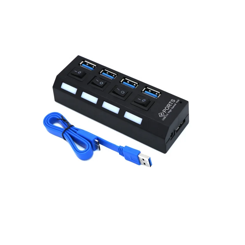 

PC usb 30 charging hub Independent Power Switch 5Gbps Splitter extension 4 Port USB 3.0 HUB, Black/white