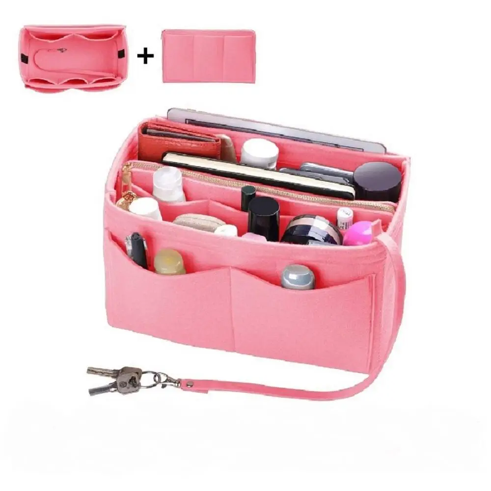 

Handbag & Tote Shaper Bag organizer , Felt Purse Organizer Insert , Felt Bag organizer with zipper, Pink