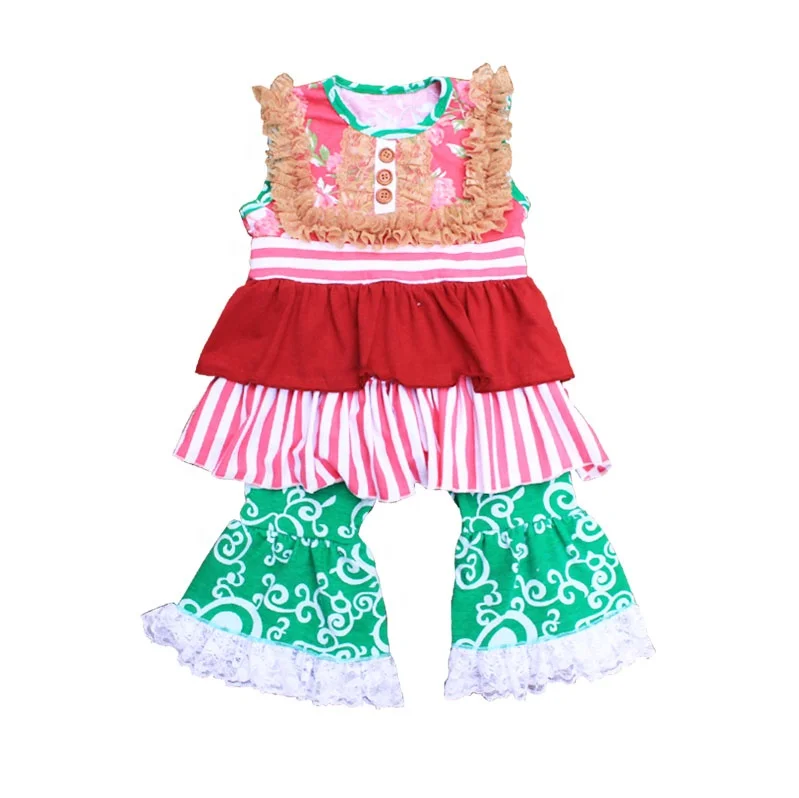 

2019 toddler clothing set sleeveless dress matching long pants suit baby girl ruffle outfits, Picture