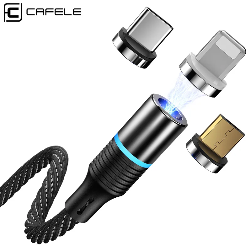 

CAFELE 3 In 1 Multi Magnetic USB Charging Data Cable Led IOS Micro Type C 3A Fast Data Transfer Charging Cable