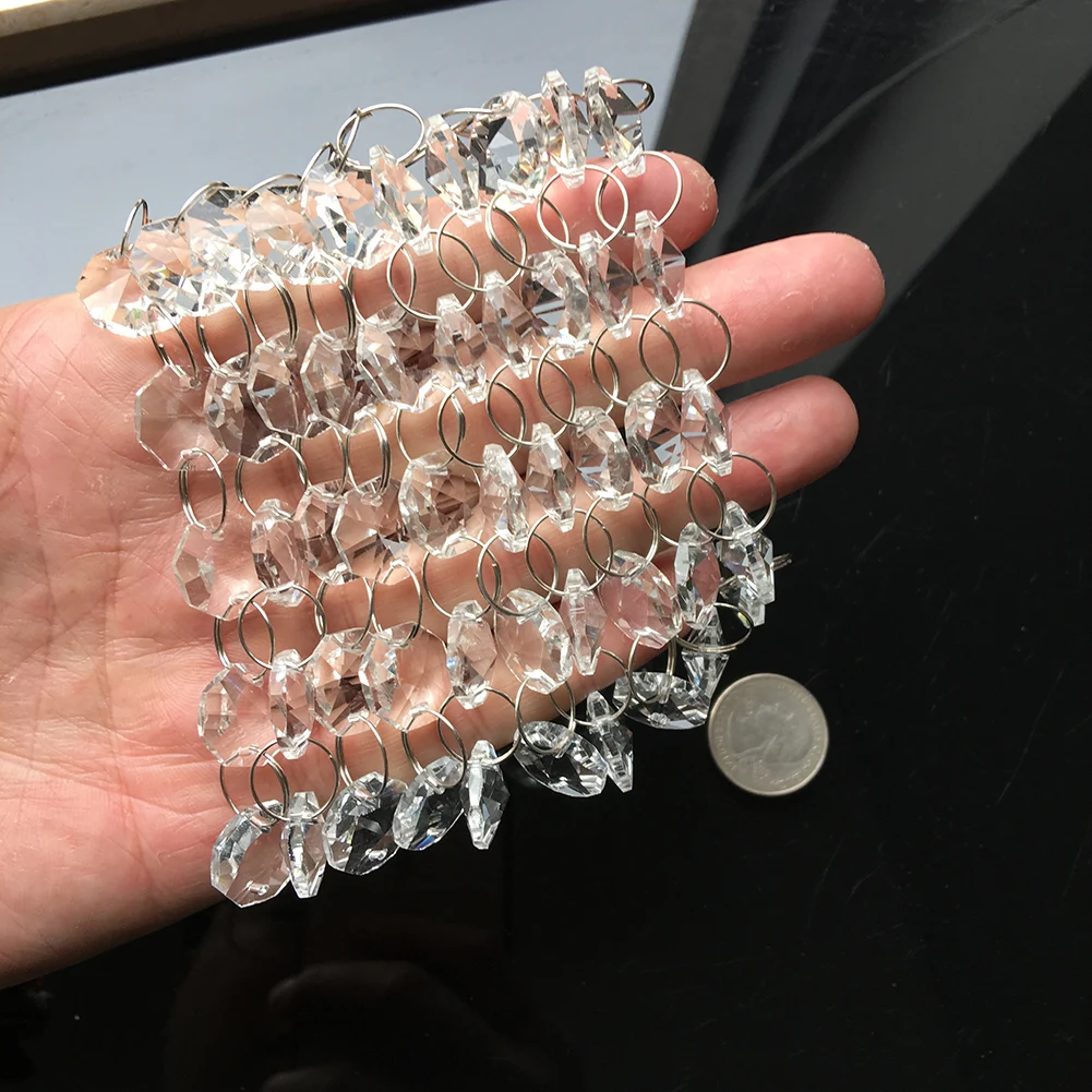 Handmade Glass Art Clear Beads Chain Chandelier k9 Crystal Suncatcher DIY Hanging Prism Decor Faceted Home Decor