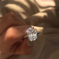 

Luxury Female Crystal White Zircon Stone Ring Fashion Silver Color Wedding Jewelry Promise Engagement Rings For Women