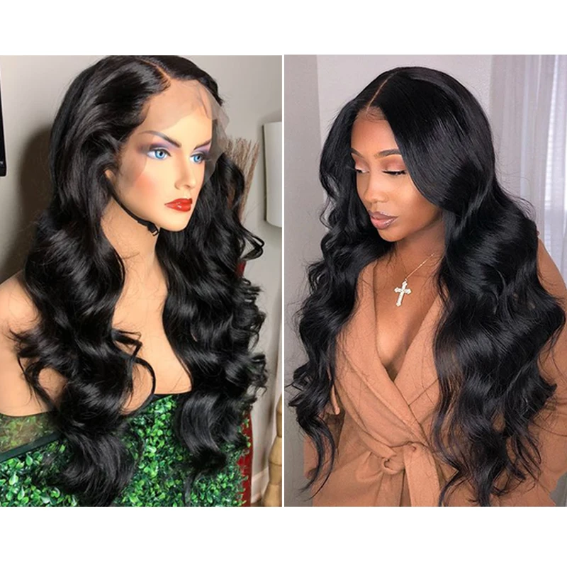 
250% Density Lace Front Human Hair Wigs For Women Pre Plucked With Baby Hair Black Body Wave Brazilian Lace Wig 