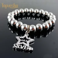 

Greece Greek Custom Sorority High Quality 316L Stainless Steel alpha beaded AKA Sliver Star Bangle Bracelet accessory jewelry