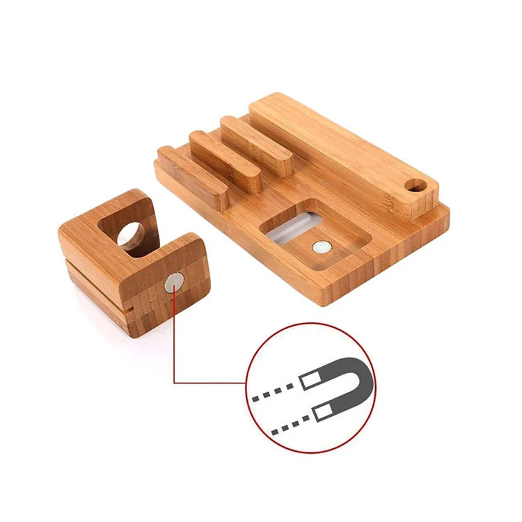 

Wooden 4 in 1 USB Port Micro HUB Charging Stand Station
