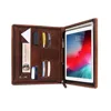 Factory OEM zippered leather a4 business portfolio folder mens document bag with inside zip pocket