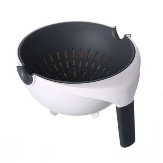 

2 in 1 Water Saving Balanced Drain Basket Kitchen Vegetable Strainer Colander, White,green, blue, beige, violet