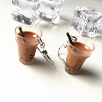 

Creative Unique Bubble Tea Drop Earrings Personality Resin Milk Tea Drink Earring for Girl Funny Party Jewelry Christmas Gifts