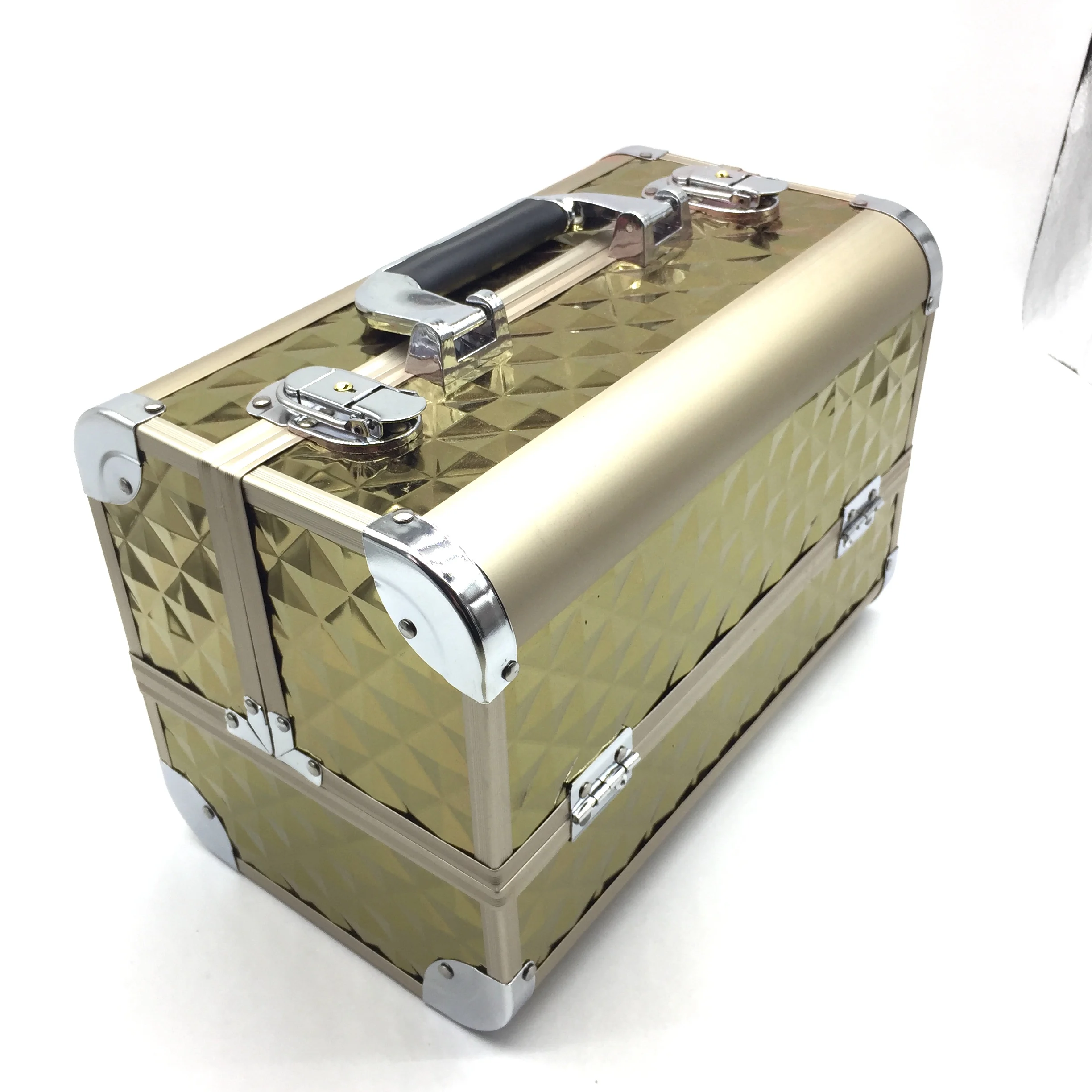 

Aluminum Universal Beauty Box Manufacturers Travel Fashion Golden Color Makeup Case, Multi-colour avaliable or customized