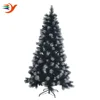 High quality 2018 PVC pine needle mixed 6ft black artificial black christmas tree with silver glitter