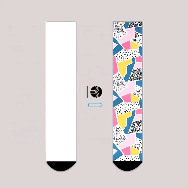 

KANGYI no MOQ sublimation blank socks custom your own polyester white crew digital print socks, Picture