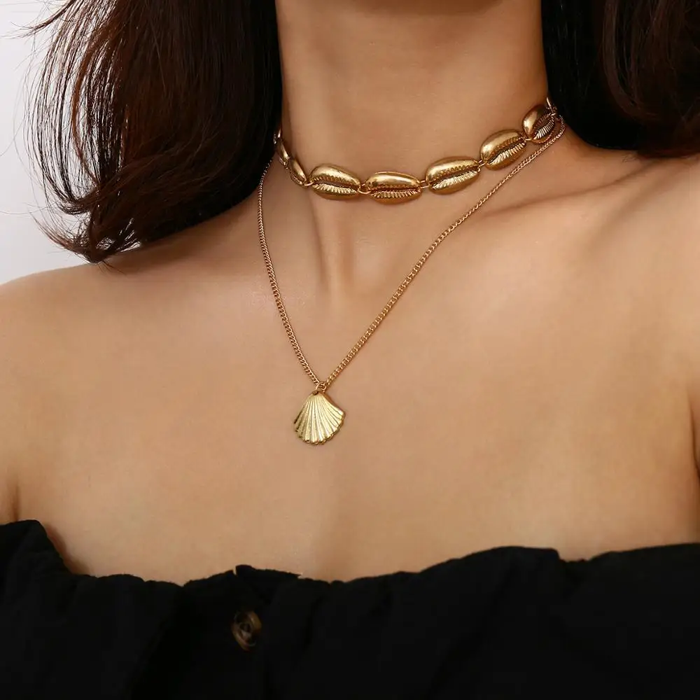 

Boximiya alloy shell necklace female contracted ethical wind multilayer necklace is acted the role of clavicle chain, Picture