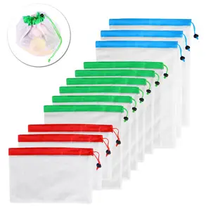 Image of Reusable Mesh Produce Bags Washable reusable grocery bags for Grocery Shopping